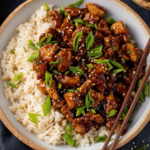 Bourbon Chicken With Rice
