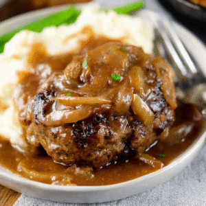 Hamburger Steaks With Onion Gravy 1