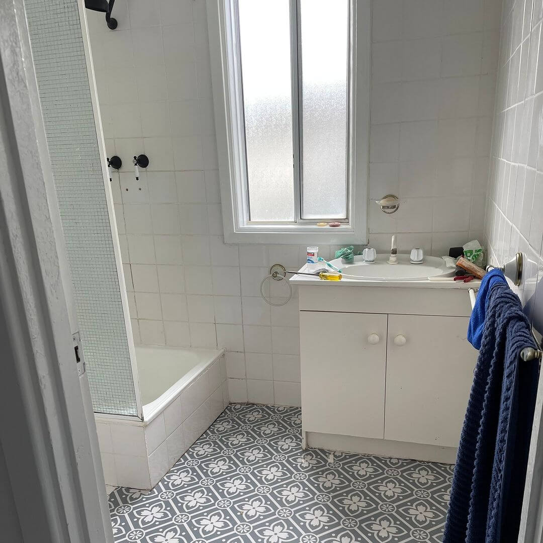 Anchor Your Bathroom with Graphic Floor Tiles