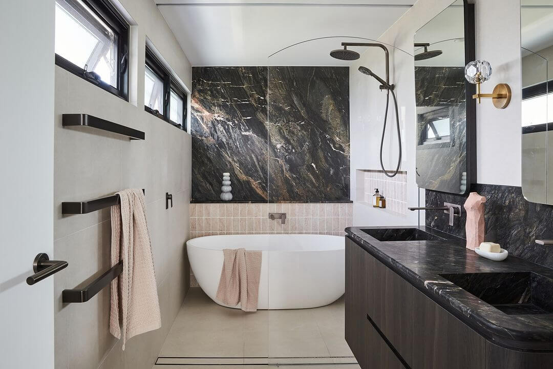 Dramatic Marble Slab Creates a Bold Focal Point