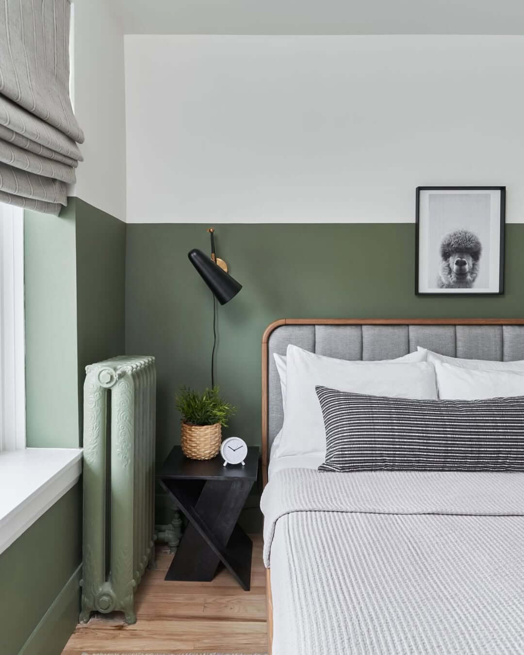 Two-Tone Walls Create a Sage Green and White Backdrop