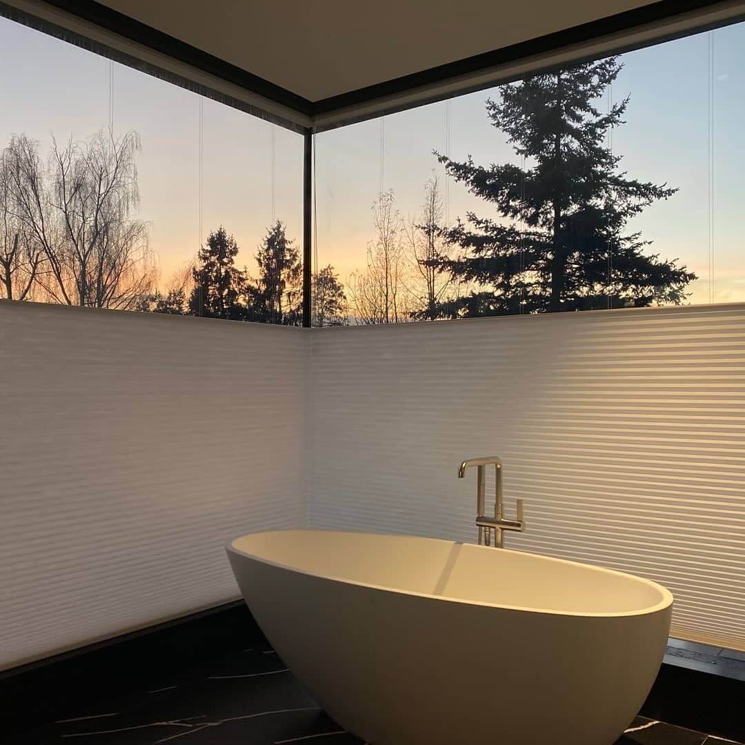 Top-Down Cellular Shades Offer Flexible Bathroom Privacy