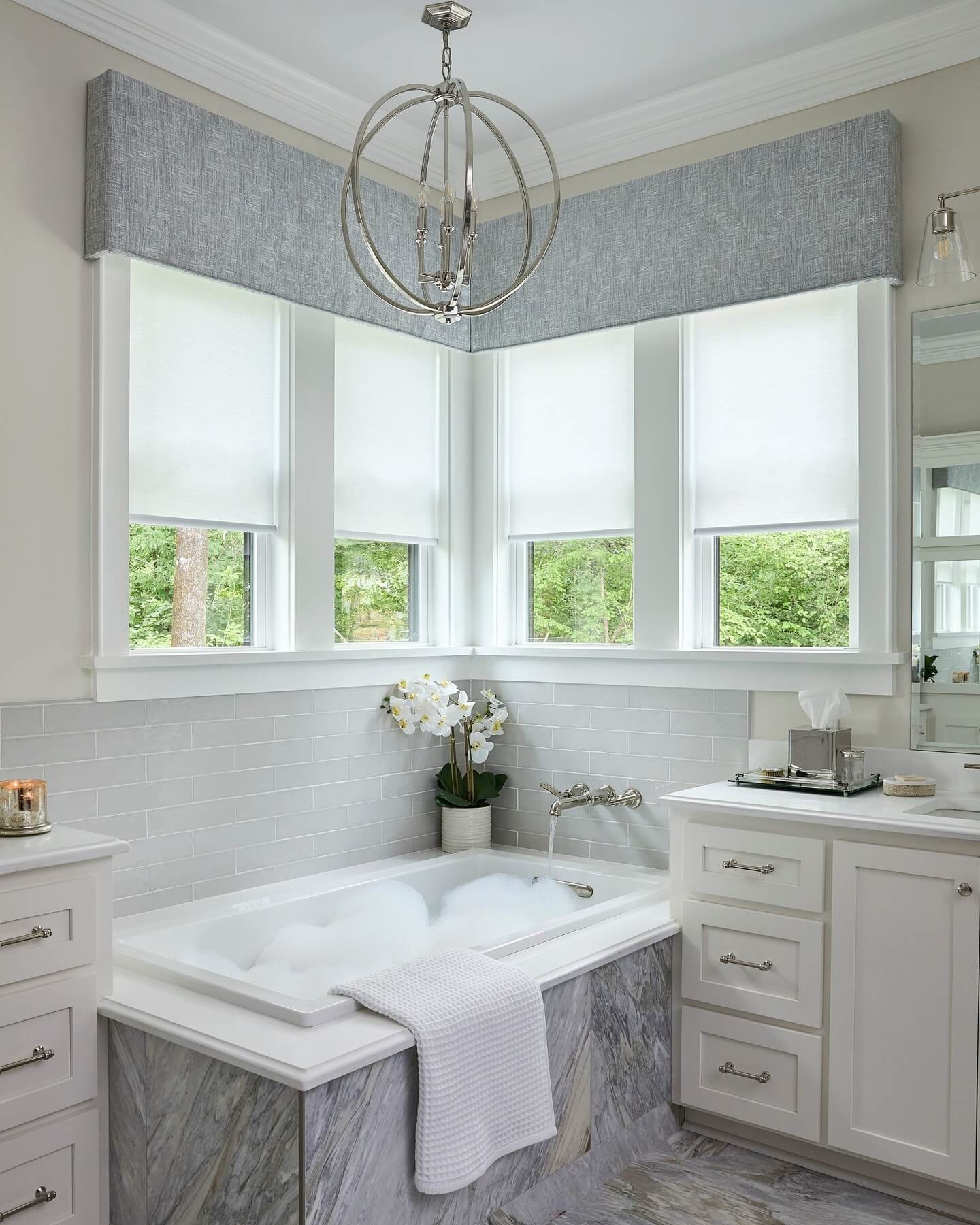 Fabric Valance Hides Roller Shade Hardware