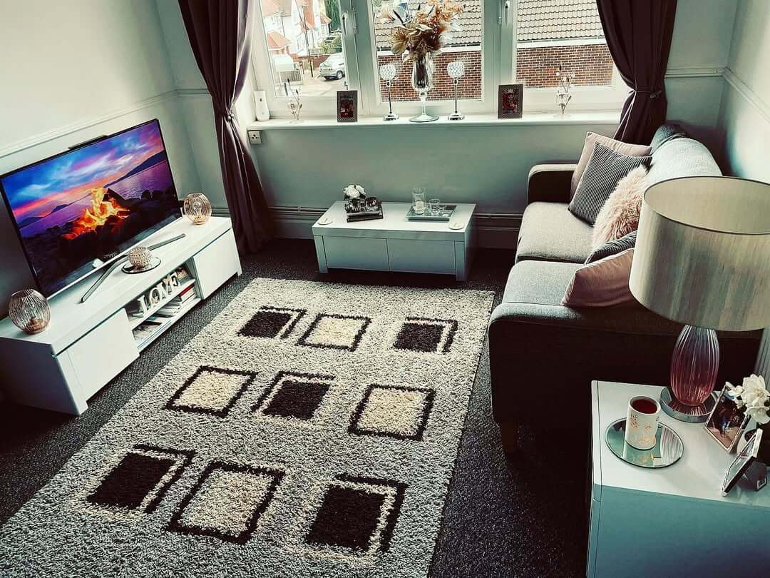 Anchor Your Layout with a Geometric Shag Rug