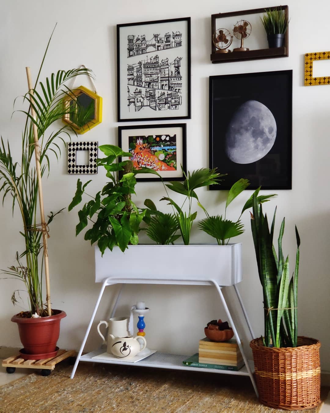 Layer Plants and Art for a Living Room Gallery
