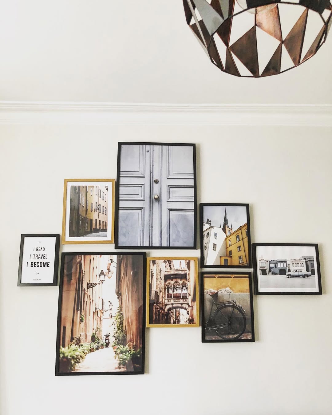 Group European Streetscape Photos With Varied Frame Colors