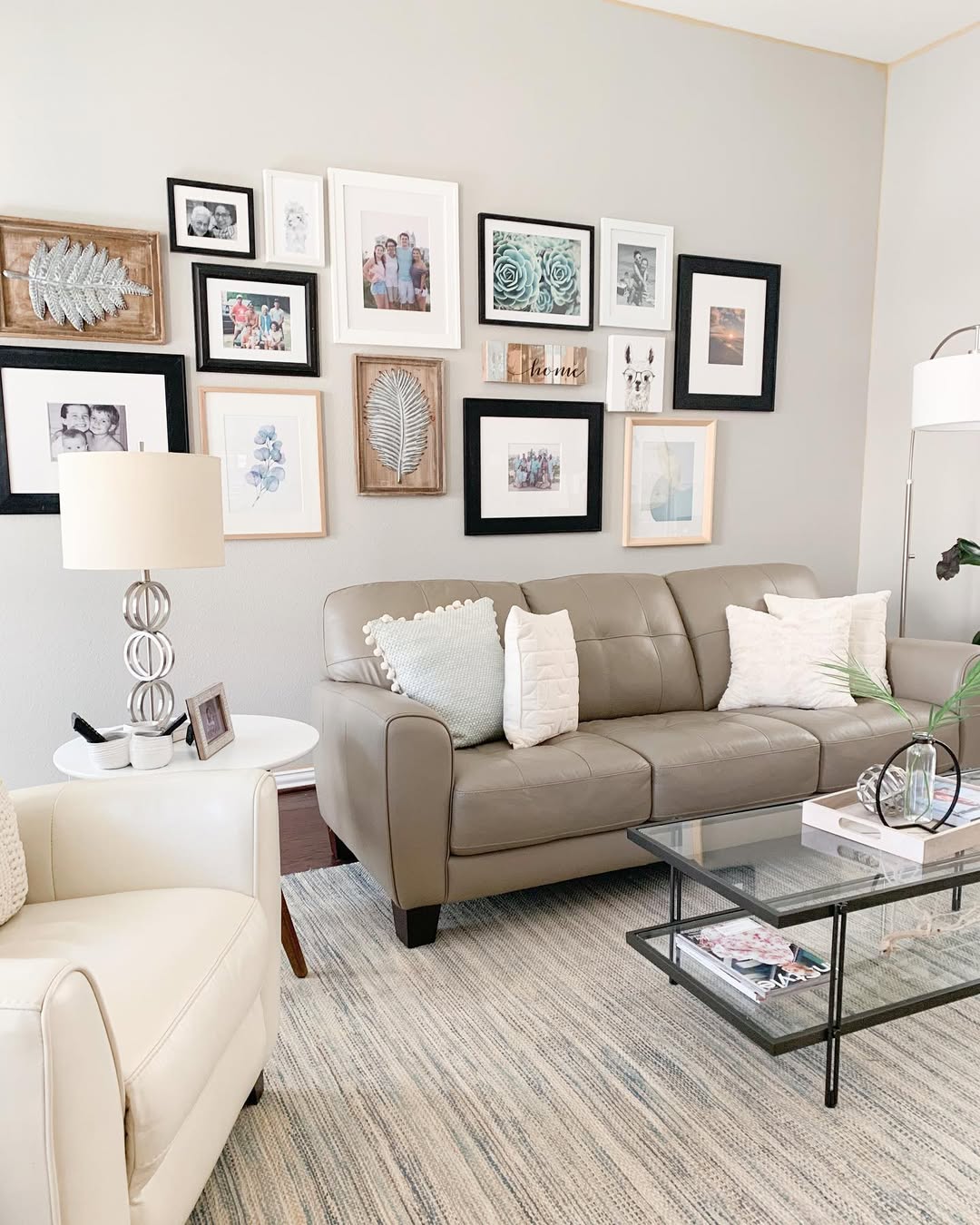 Group Botanical Prints With Family Photos For A Natural Gallery Wall