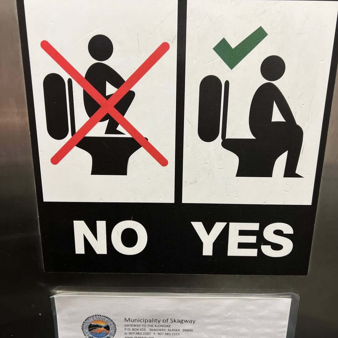 Graphic Sign Illustrates Proper Toilet Use