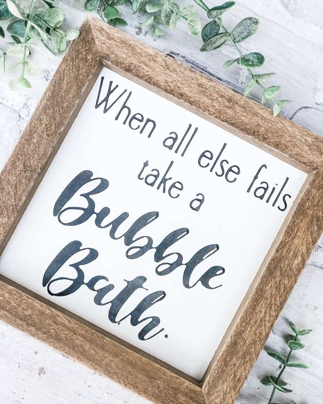 Wooden Sign Suggesting a Bubble Bath Escape