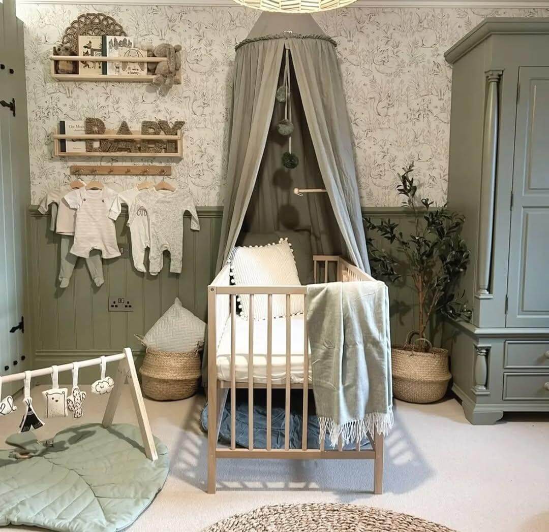 Wood Shelves Displaying Adorable Baby Keepsakes