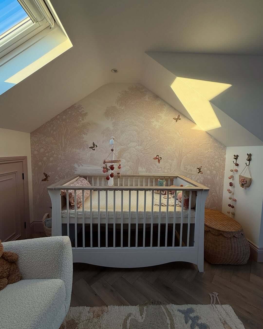 Enchanting Woodland Mural Creates a Whimsical Nursery Backdrop