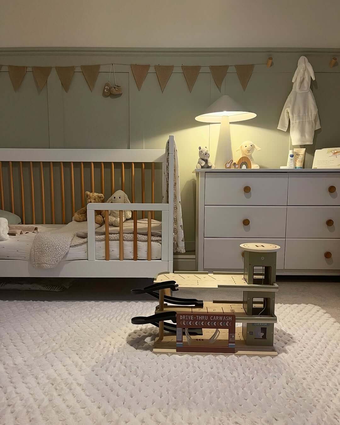 Burlap Bunting Adds a Rustic Touch Above the Crib
