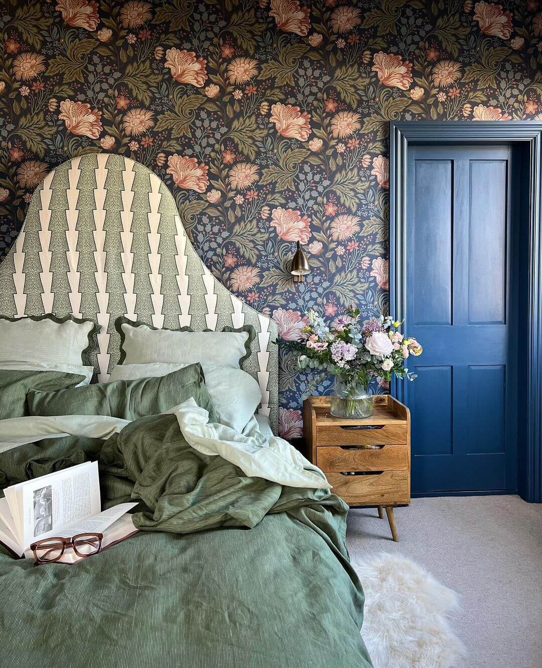 Patterned Headboard Adds Whimsical Shape Above Bed