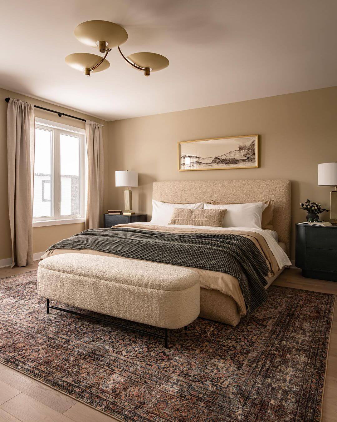 Boucle Storage Bench Adds Cozy Texture at Foot of Bed