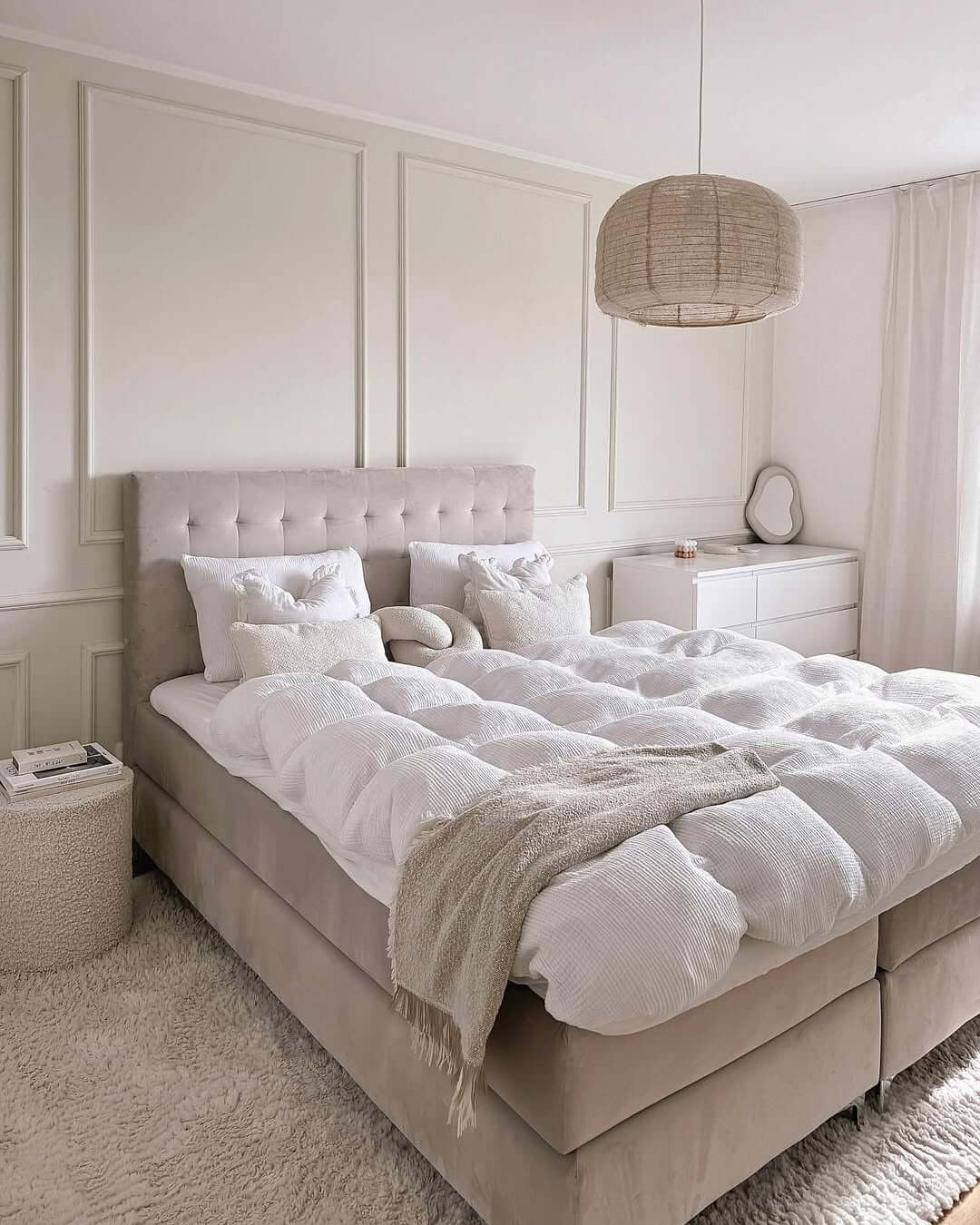 Textured Wall Paneling Adds Architectural Interest Above the Bed