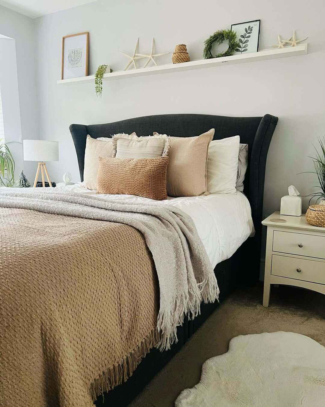 Coastal Shelf Styling with Starfish and Greenery