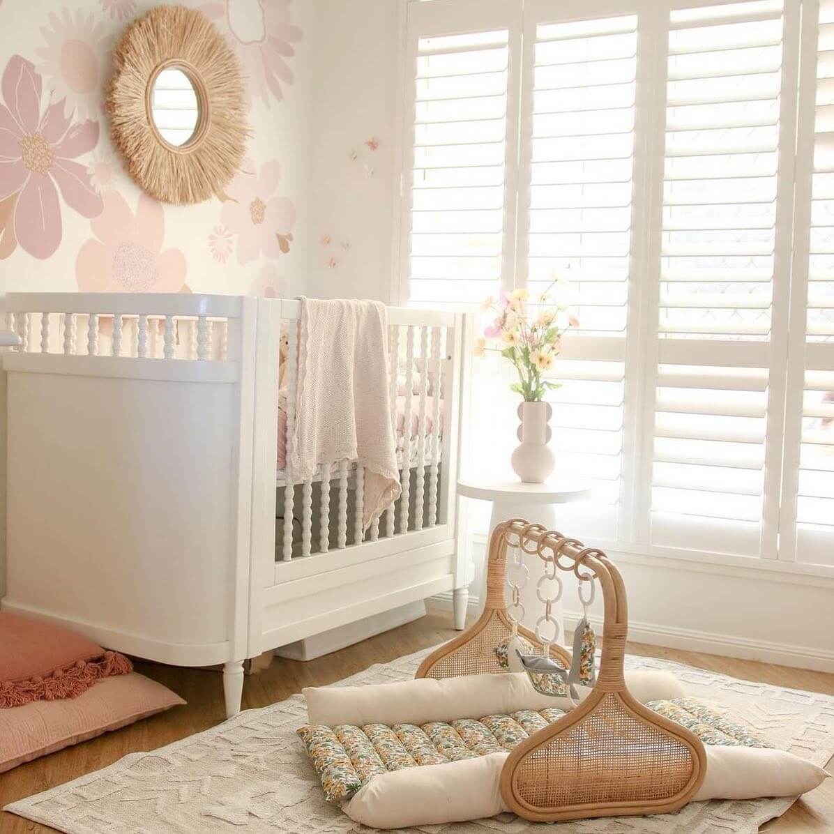Oversized Floral Wall Decals Create a Soft, Whimsical Backdrop