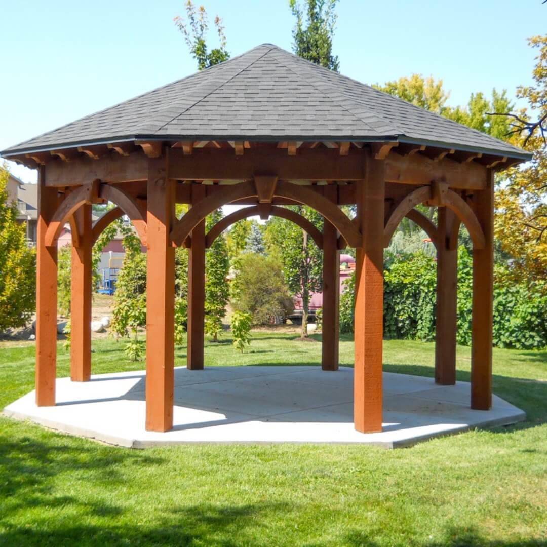 Wooden Gazebo with Arched Braces for an Inviting Feel