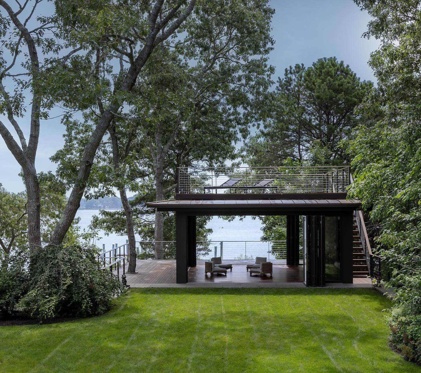 Multi-Level Gazebo with Rooftop Deck and Water Views