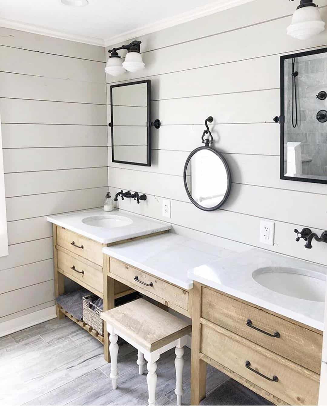 Two-Tiered Vanity Baseboards Add Subtle Detail
