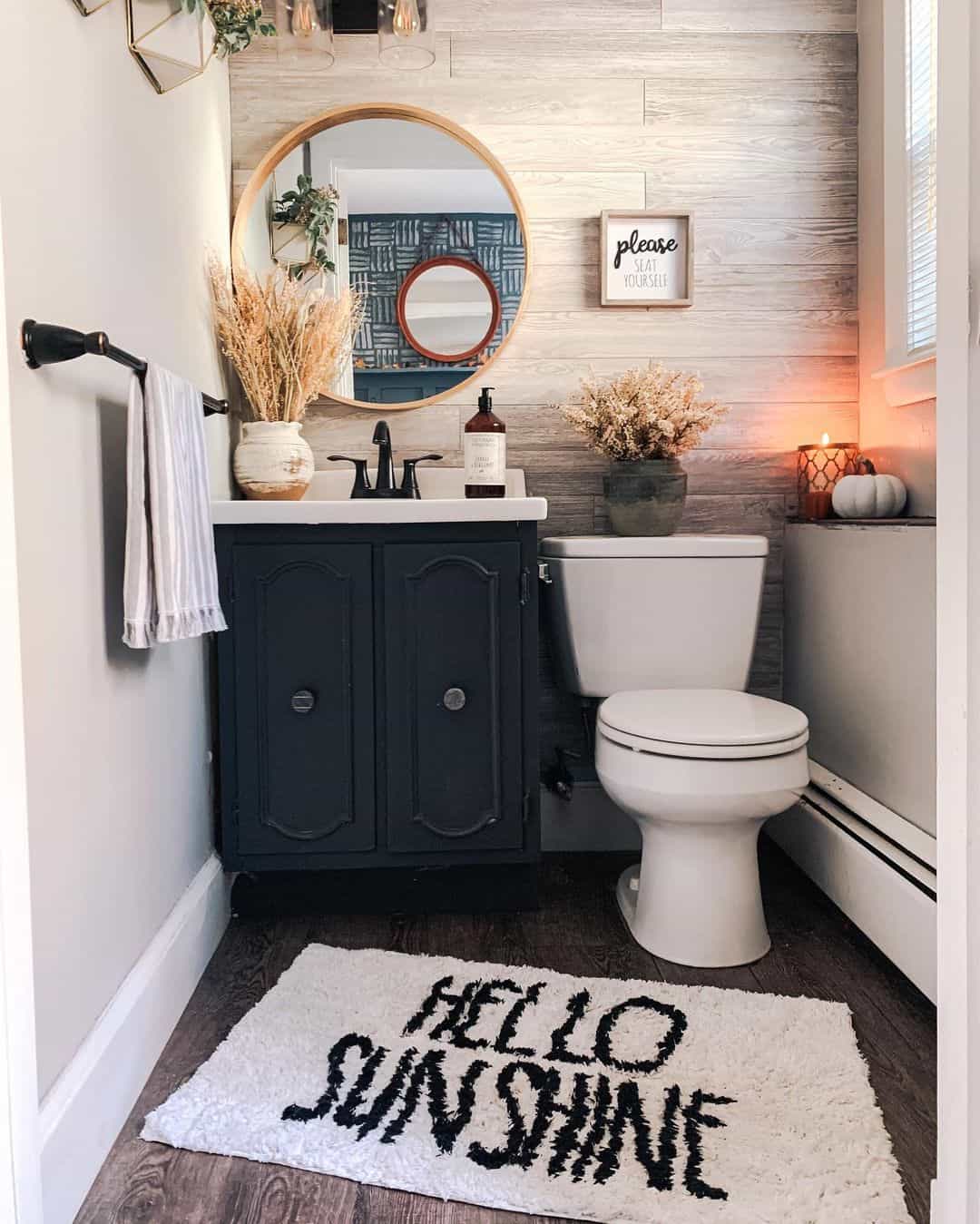 Dark Painted Baseboards Ground the Vanity Area