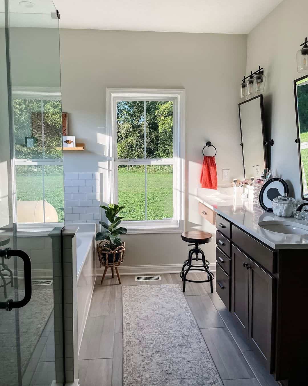 Tall Baseboards Add Architectural Detail Near the Tub