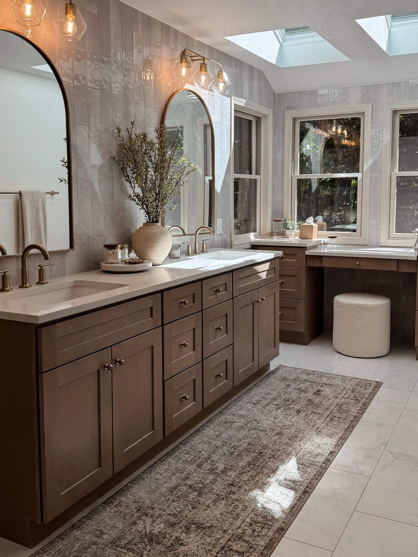 Arched Mirrors Frame Vertical Tile Walls