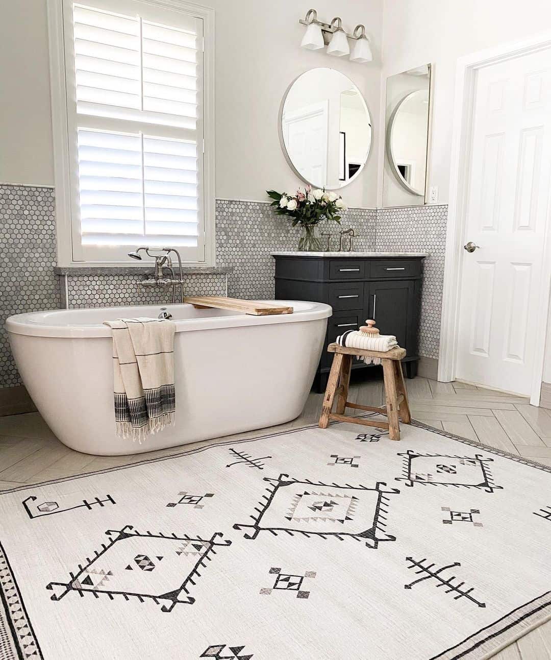Rustic Wooden Stool for Holding Bath Linens