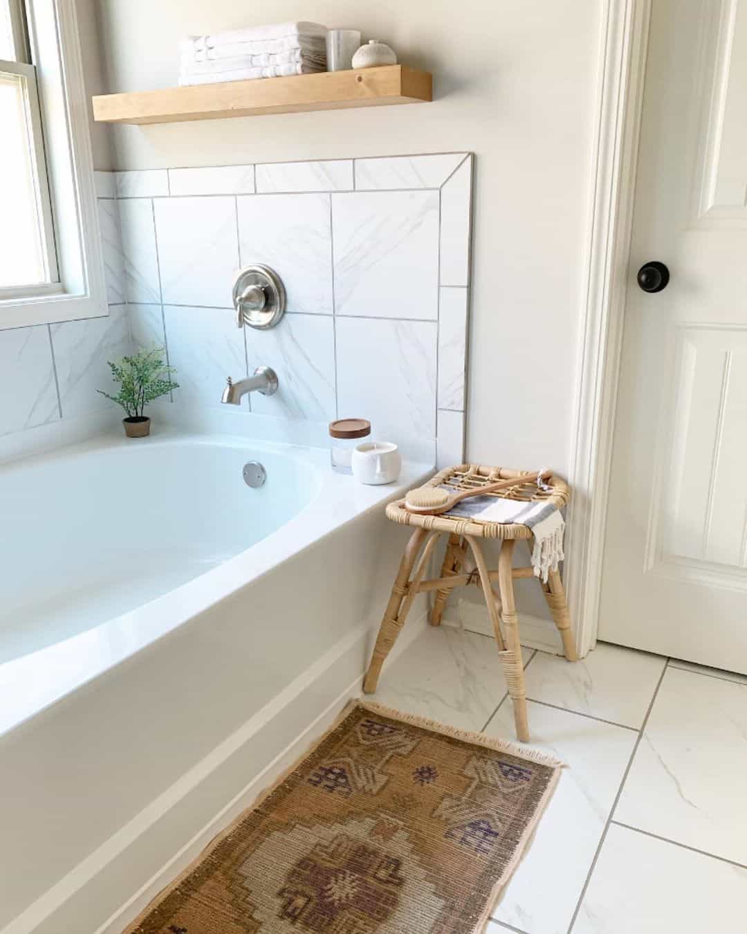 Woven Rattan Stool for Light, Airy Bath Essentials