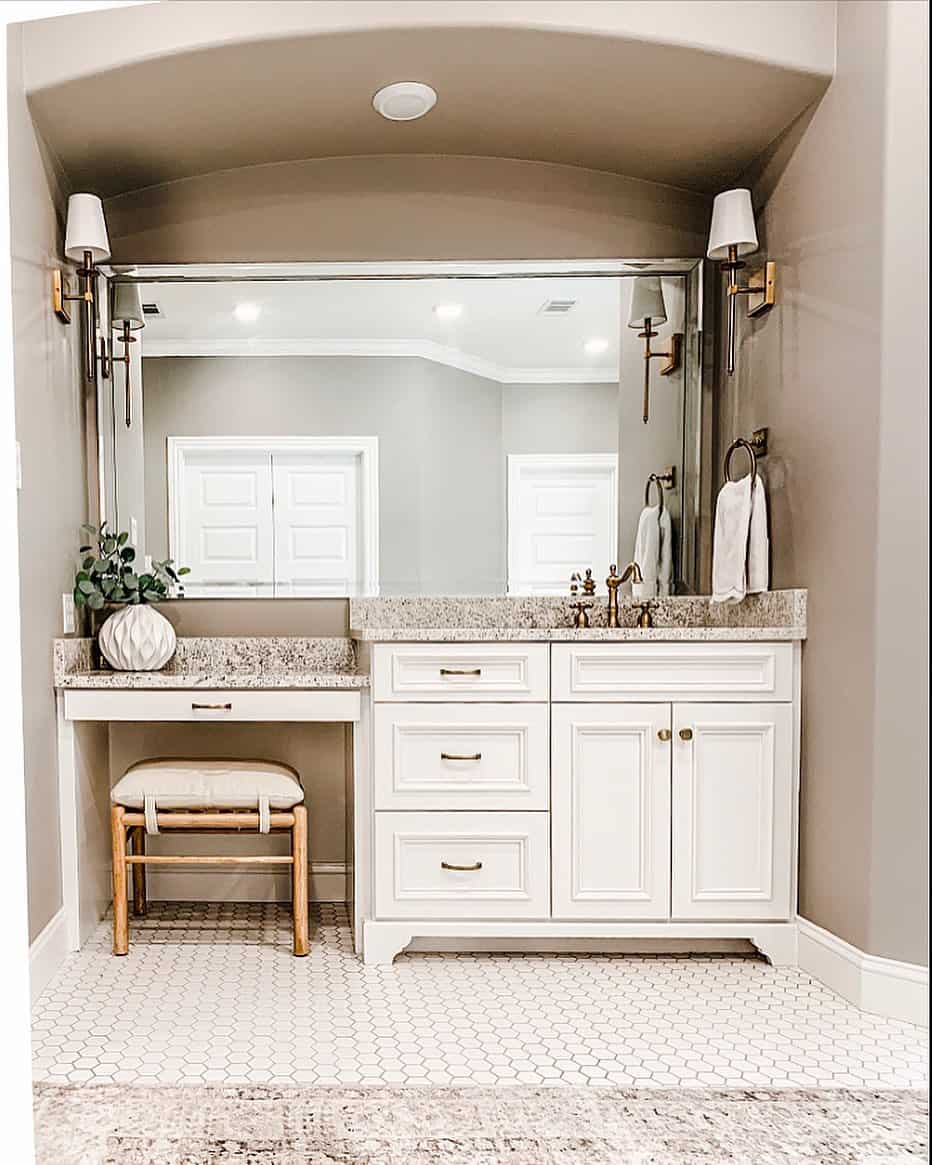 Light Wood Stool with Cream Cushion for a Vanity Nook