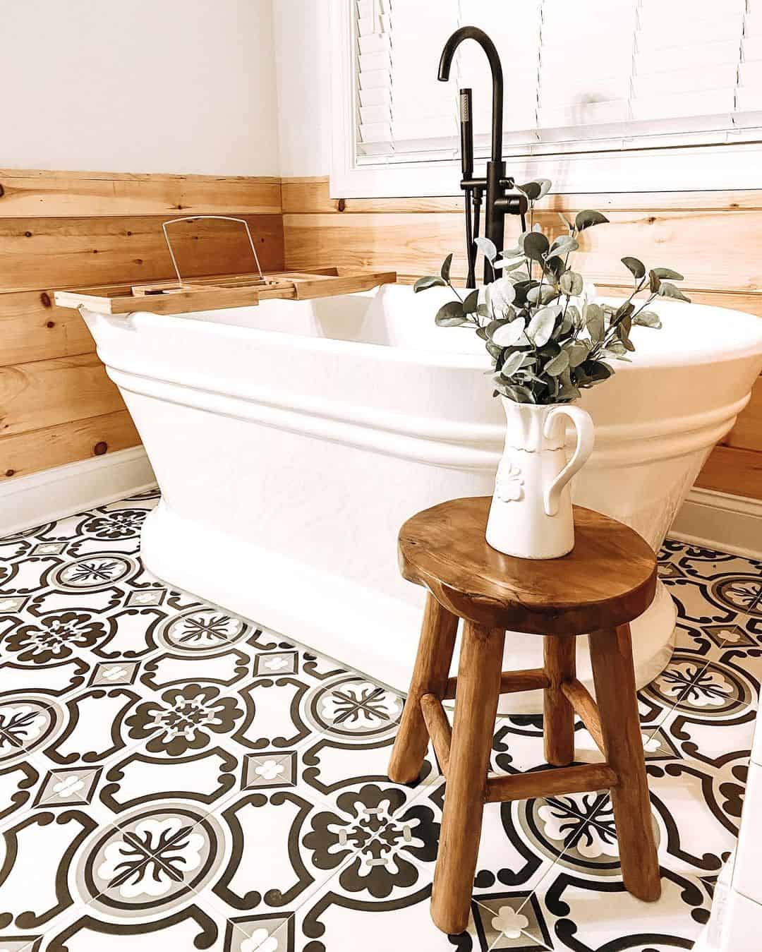Carved Wooden Stool for Decorative Greenery