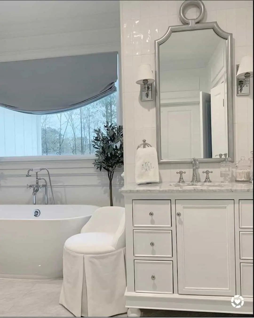 Plush Skirted Stool for Soft Seating by the Tub