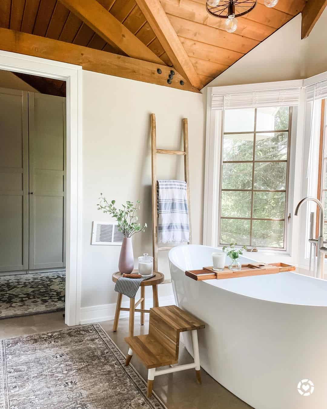 Two-Tiered Wooden Step Stool for Easy Tub Access