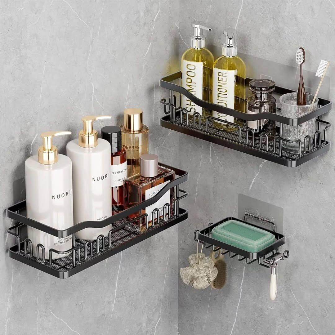 Utilize Corner Shelves to Keep Bottles Off Countertops