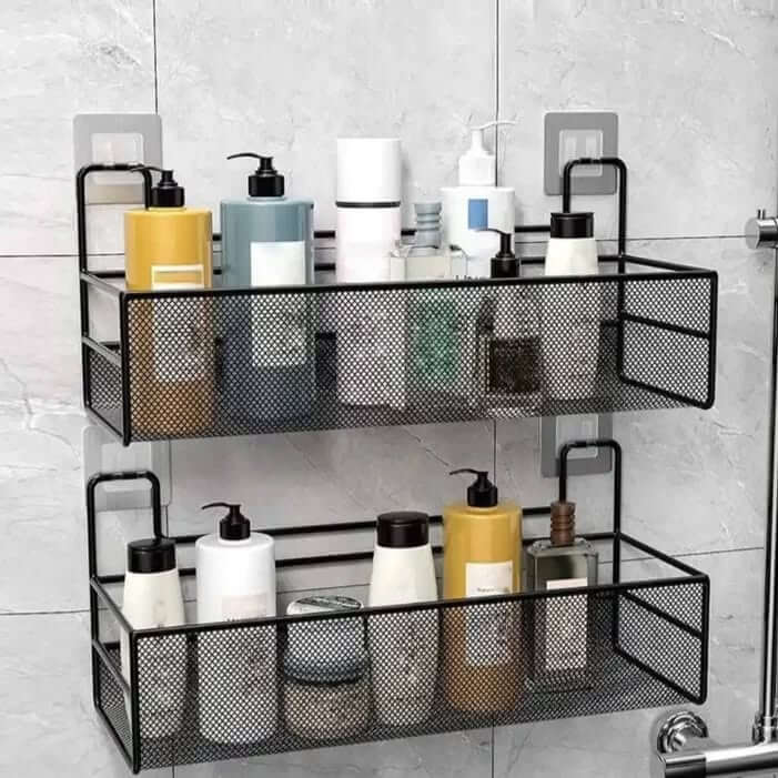 Mesh Basket Shelves Keep Bathroom Bottles Organized