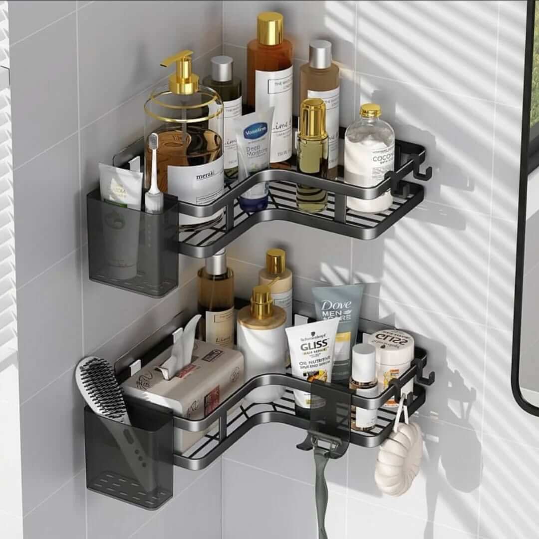 Corner Shelves With Integrated Holders