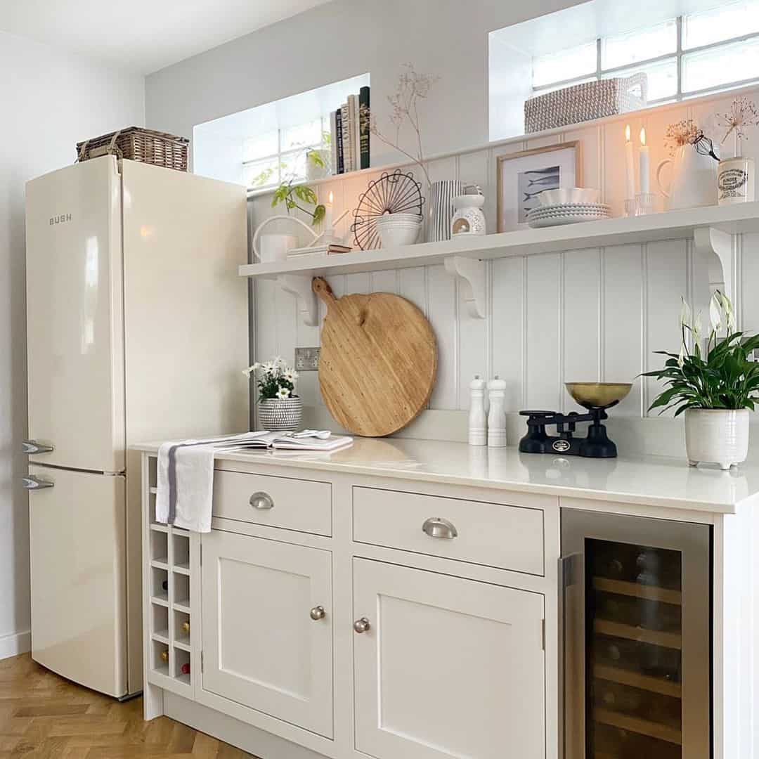 Beige Shaker Cabinets with Integrated Wine Rack