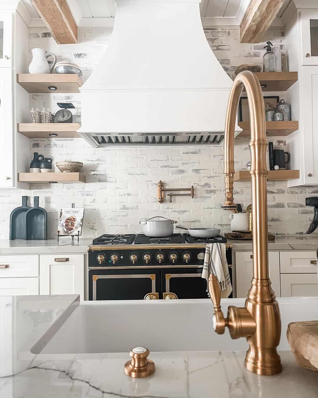 Brass Pot Filler Faucet Adds Warm Metallic Accent