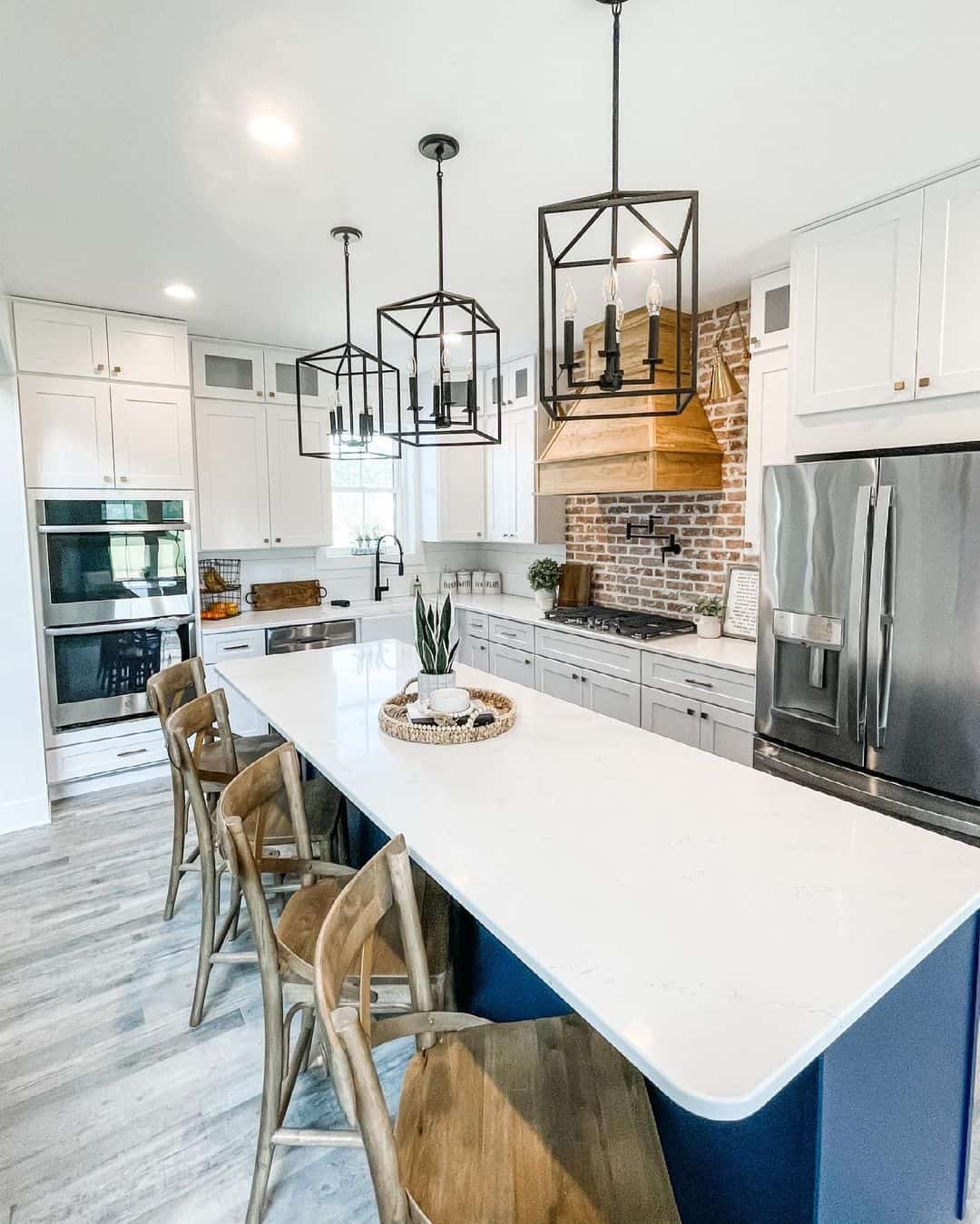 Combine Brick Backsplash with a Natural Wood Hood