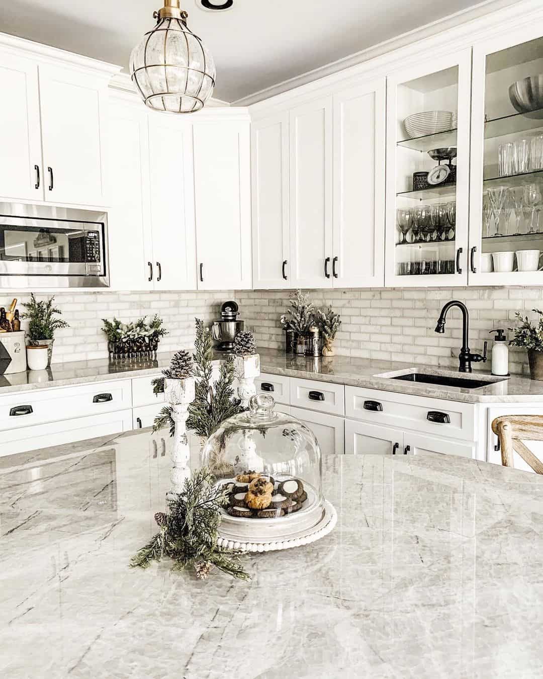 White subway tile backsplash with subtle texture