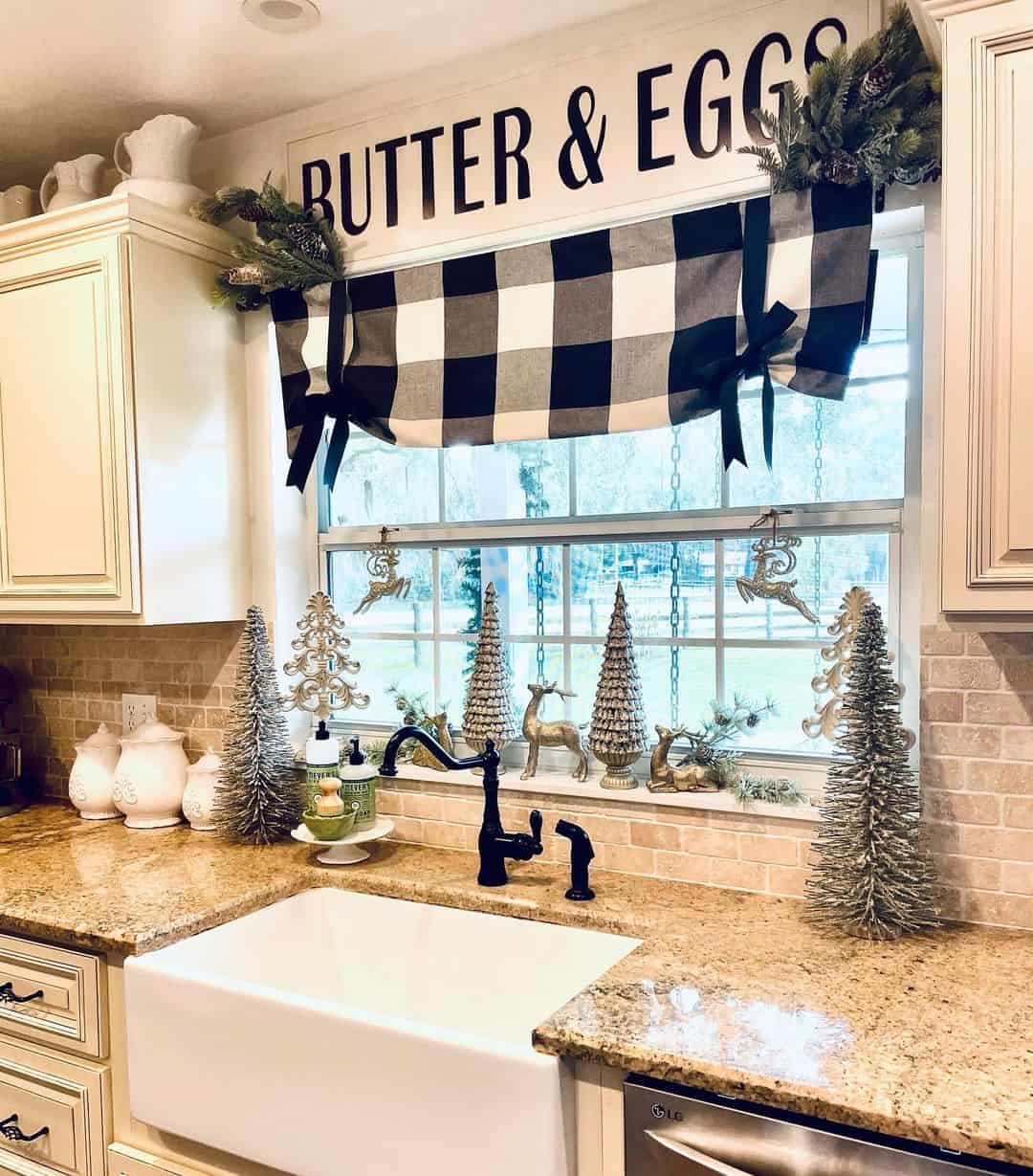 Buffalo Check Valance Adds Cozy Charm Above Sink