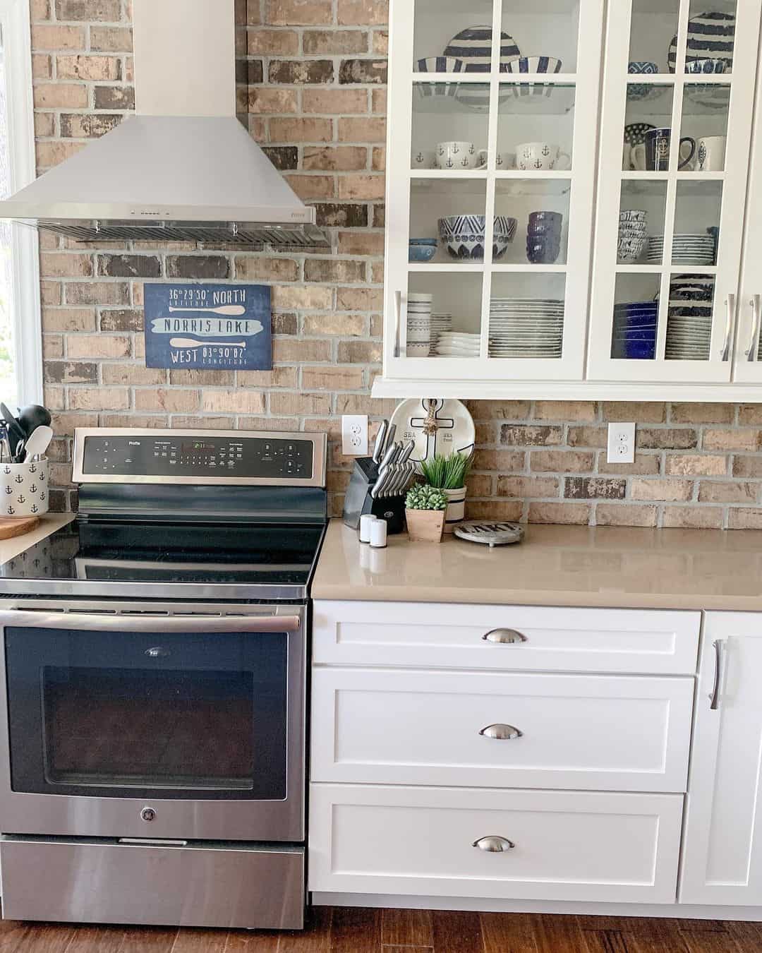 Personalize Your Brick Backsplash with Coastal Accents