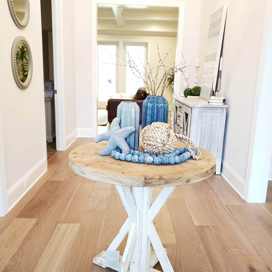 Distressed Wood Table with Nautical Accents