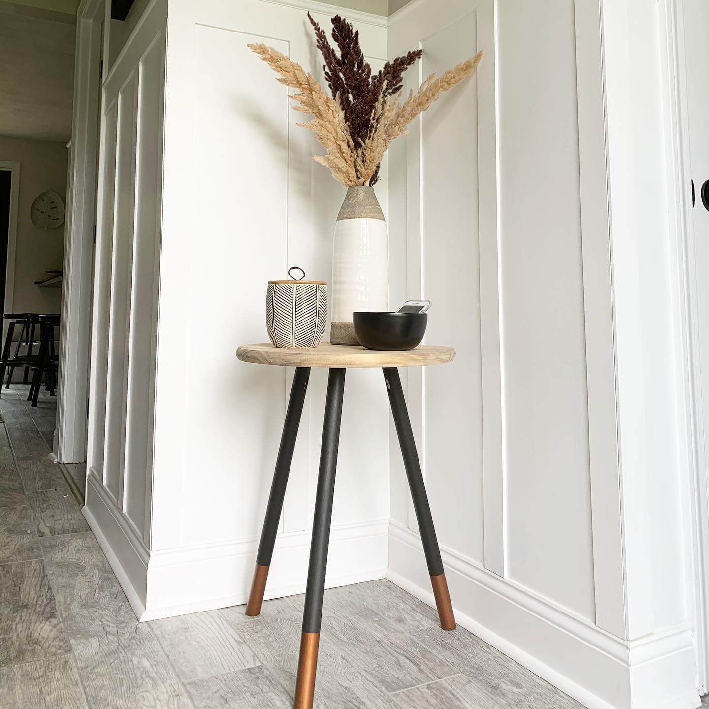 Round Entry Table with Unexpected Mixed-Material Legs
