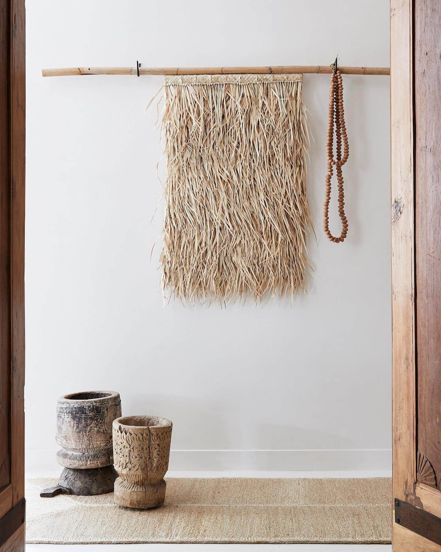 Incorporate Dried Grass and Wooden Beads for Global Flair