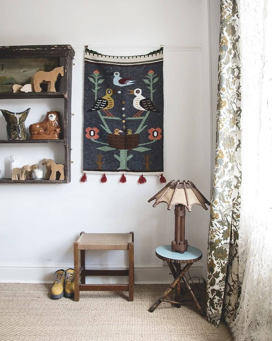 Tapestry Wall Hanging With Birds and Nest Motif