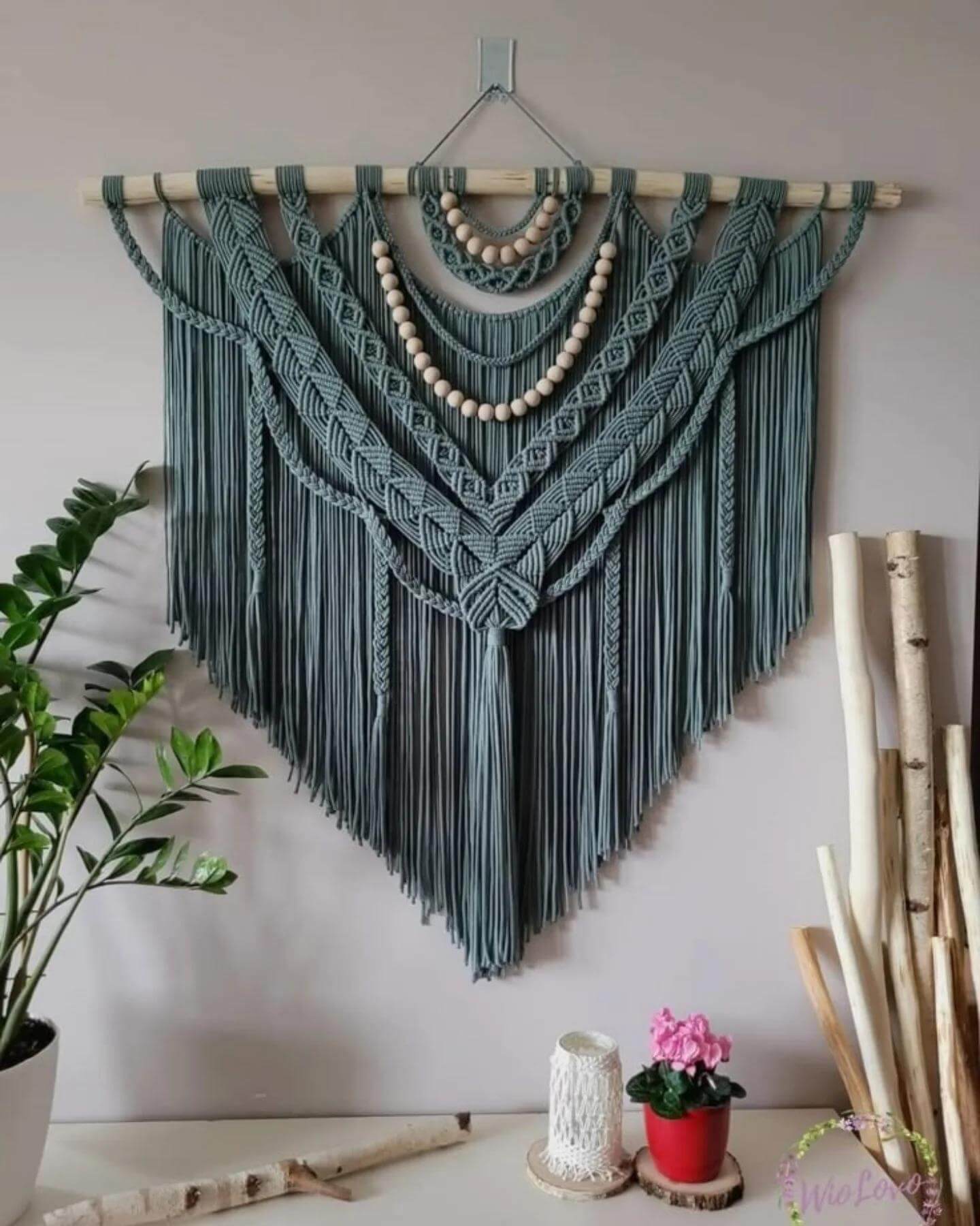 Adorn Walls With Macrame Featuring Beads and Fringe