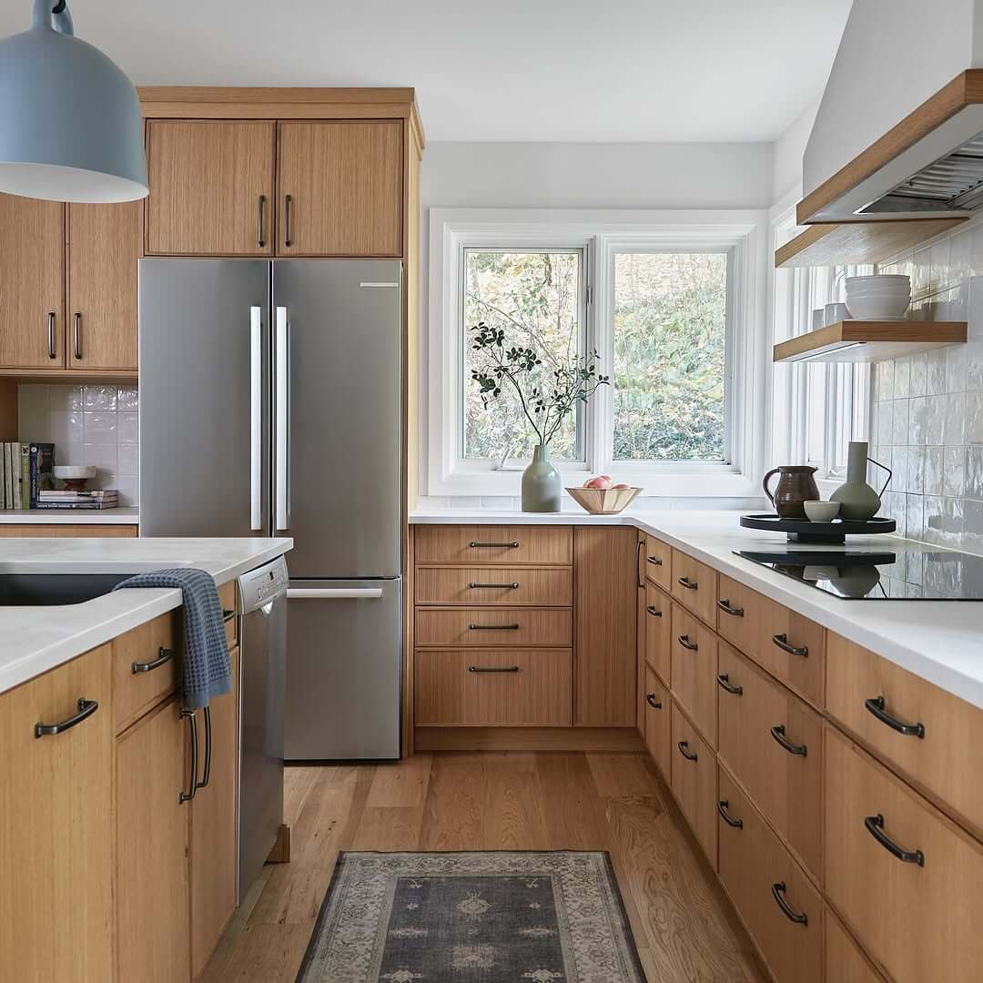 White Oak Drawers Create a Functional Kitchen Corner