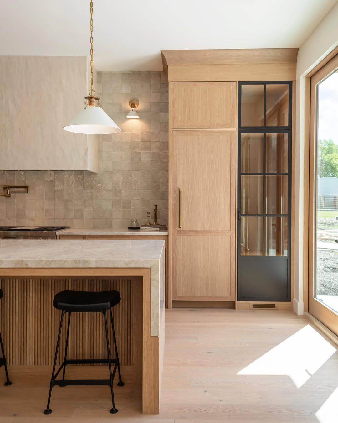 Subtle Texture: Vertical Reeding on White Oak Island Base