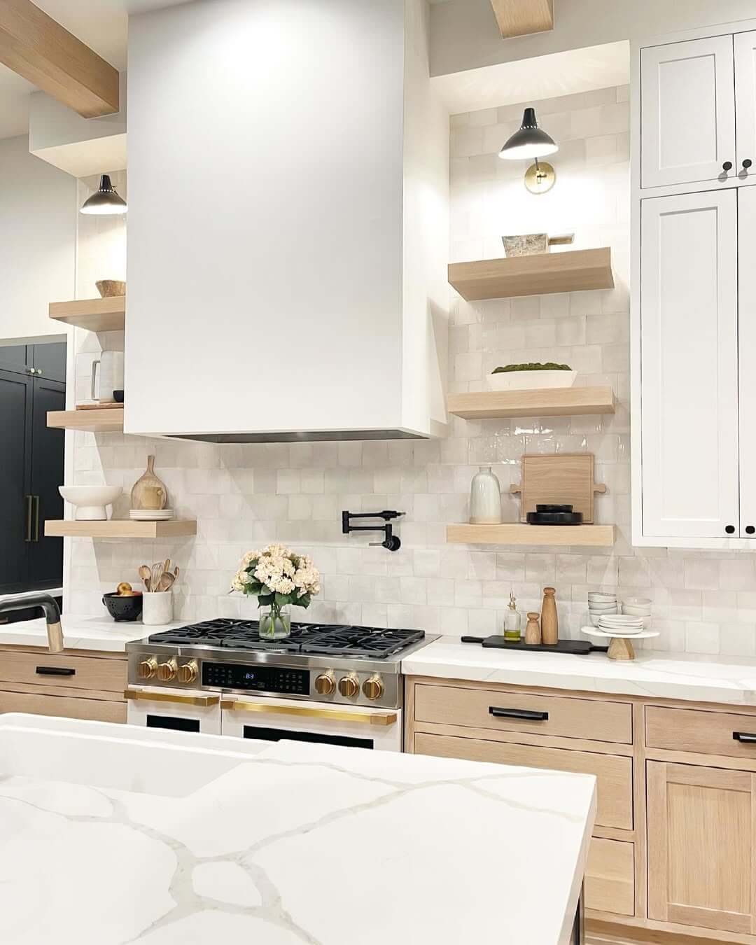 Floating Wood Shelves Display Kitchen Essentials